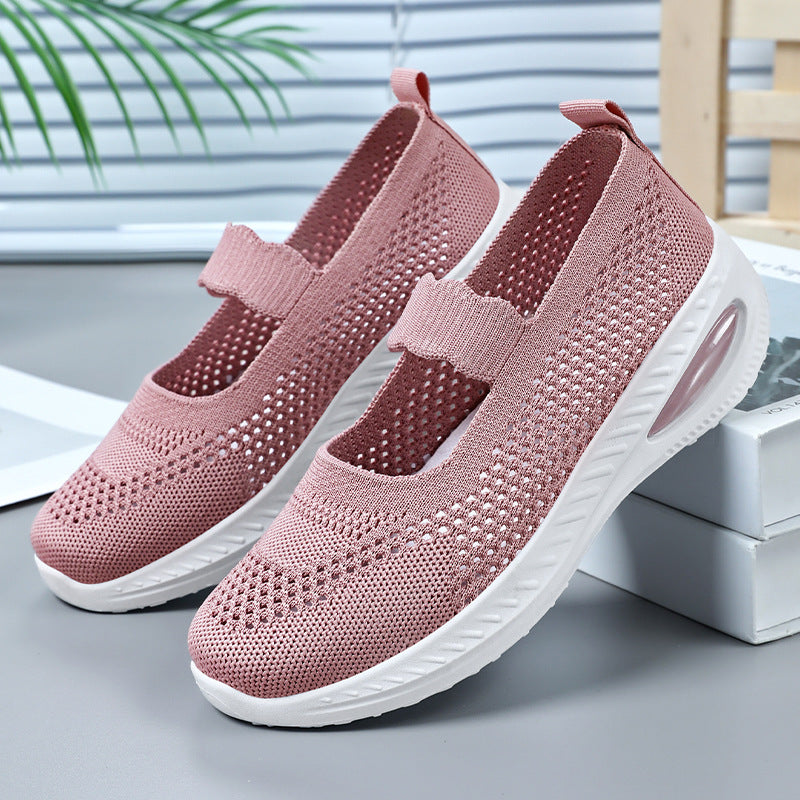 Women's knitted Mary-Jane comfort sneaker with elastic strap and visible air-cushion midsole Mune Fashion