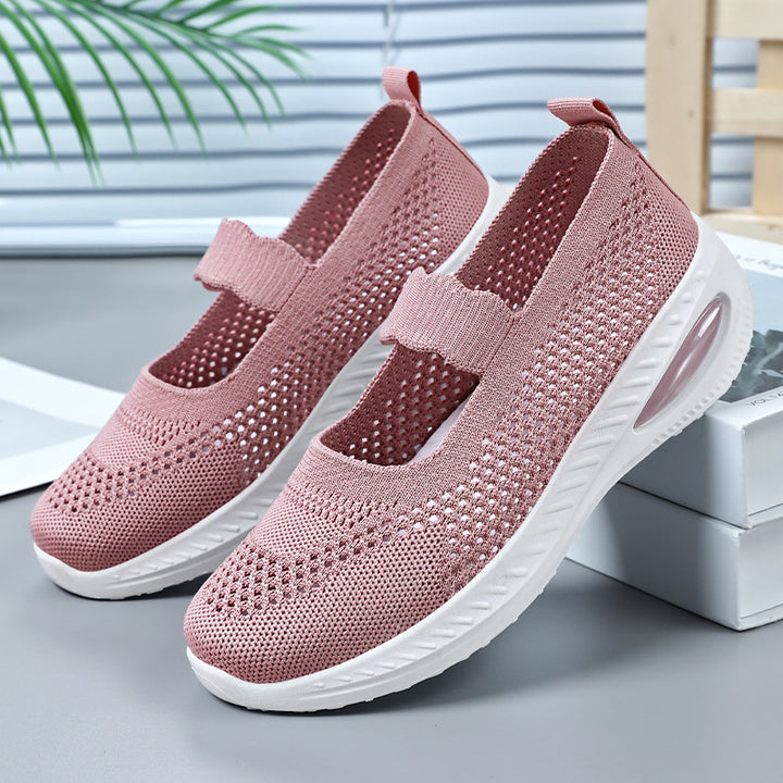 Women's knitted Mary-Jane comfort sneaker with elastic strap and visible air-cushion midsole Mune Fashion