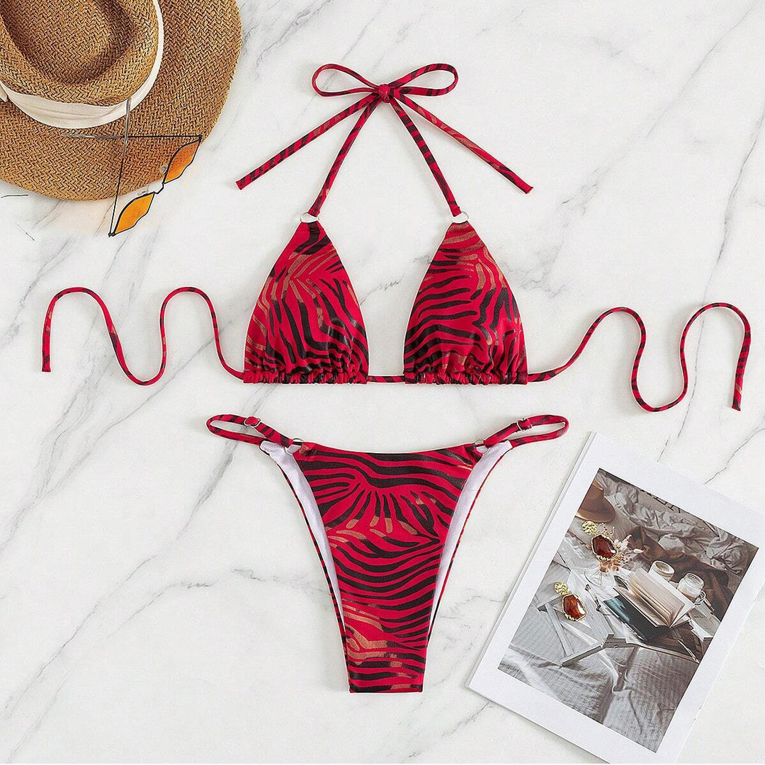 Women's triangle bikini with trendy animal print Mune Fashion