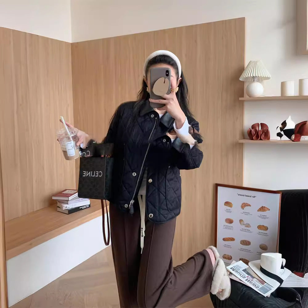 Women Fashionable Quilted Jacket with Pockets Mune Fashion