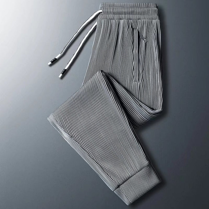 Men's sporty zip pants with stripes Mune Fashion