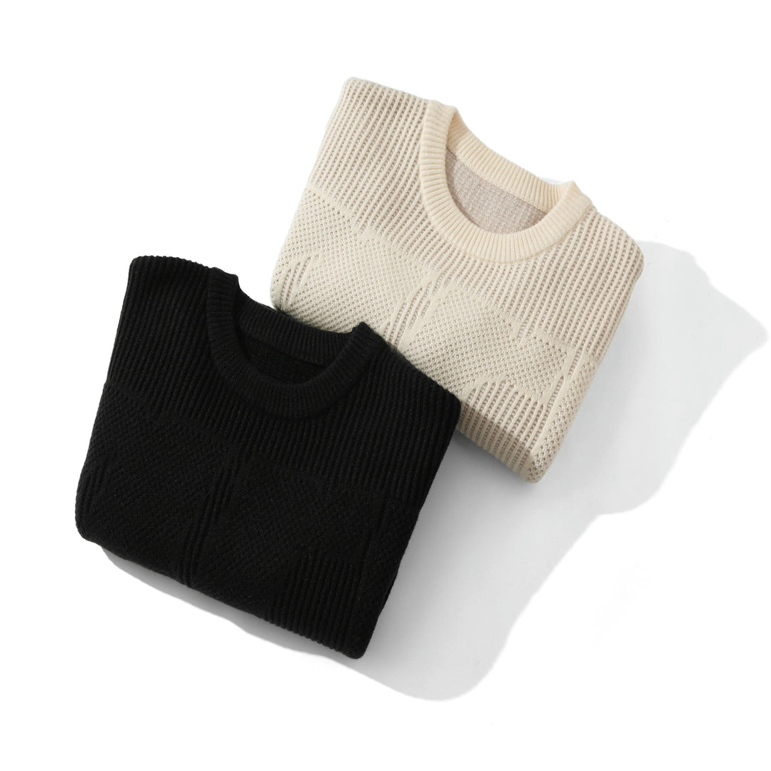Unisex Structured Oversize Round Neck Sweater with Panel Knit Mune Fashion