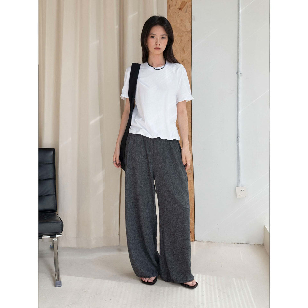 Women Wide Jersey Lounge Pants with Elastic Waistband and Flowing Culotte Silhouette Mune Fashion