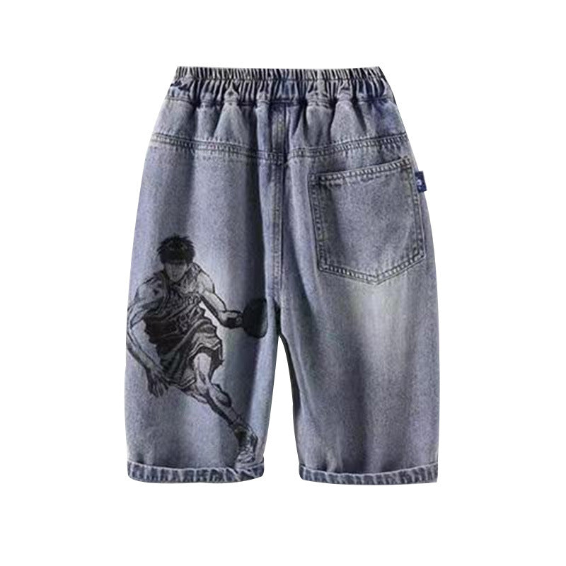 Unisex casual denim shorts with unique character Mune Fashion