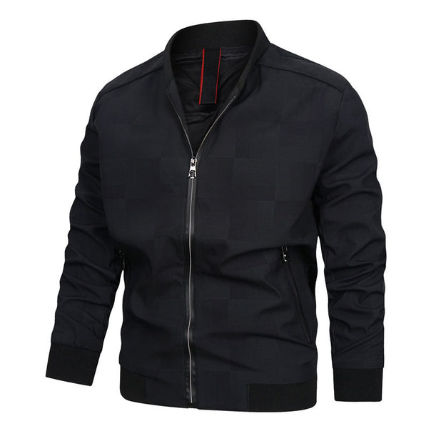 Men's subtly checked structured bomber jacket with stand-up collar and ribbed cuffs Mune Fashion
