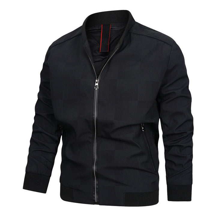 Men's subtly checked structured bomber jacket with stand-up collar and ribbed cuffs Mune Fashion