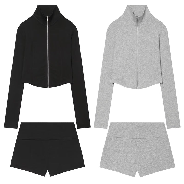 Women Short Cut Zip-Up Set Made of Stretch Jersey Mune Fashion