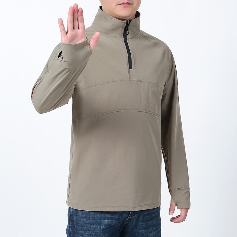 Men's softshell pullover with short zipper, arm pocket, and raglan sleeves Mune Fashion