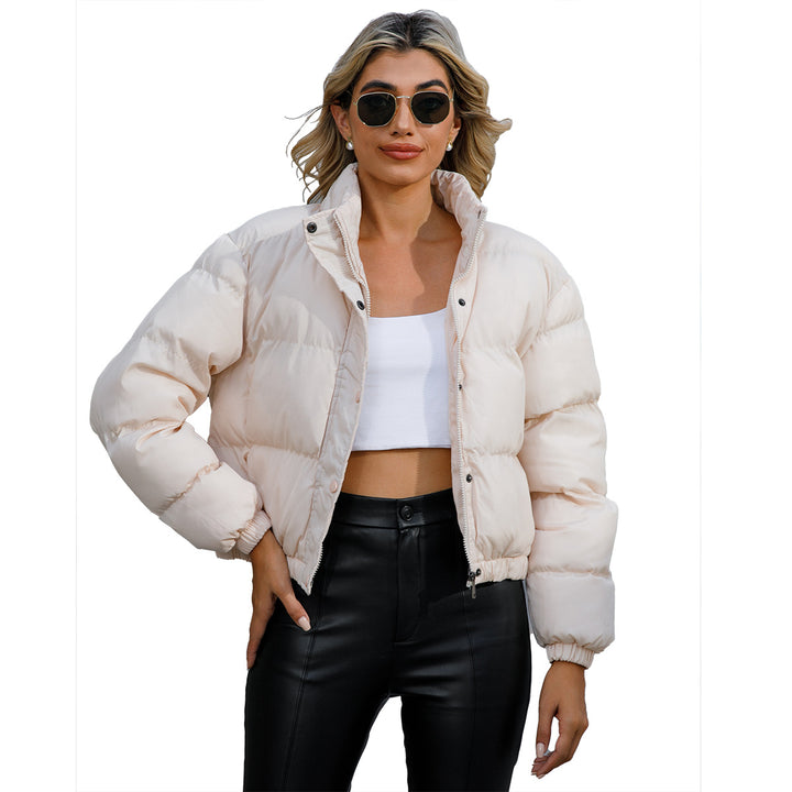 Women's short quilted winter jacket with stand-up collar and drawstring Mune Fashion
