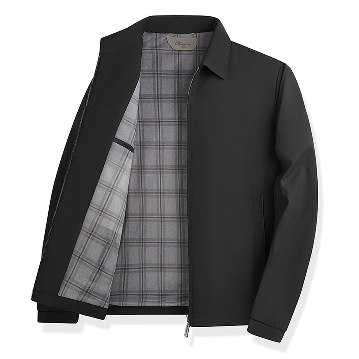 Men's lightweight transitional jacket with shirt collar, full-length zipper and checked lining Mune Fashion