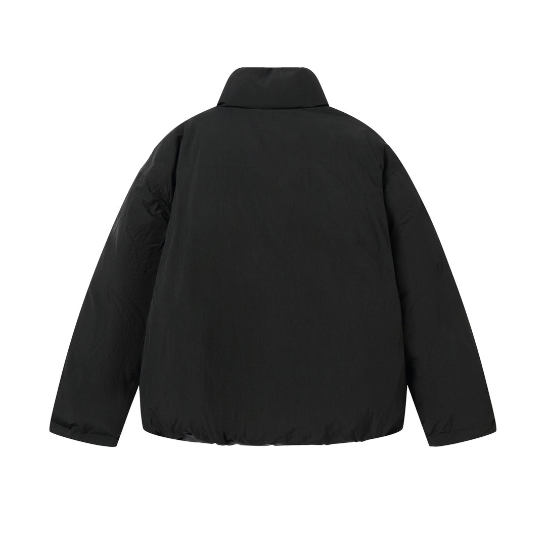 Unisex Reversible Puffer Jacket Short with High Stand-Up Collar and Concealed Closure Mune Fashion