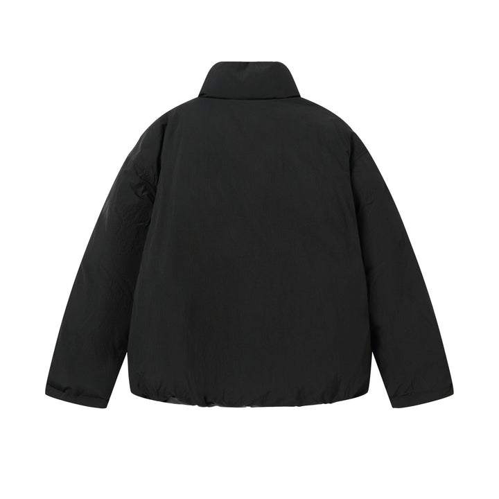 Unisex Reversible Puffer Jacket Short with High Stand-Up Collar and Concealed Closure Mune Fashion