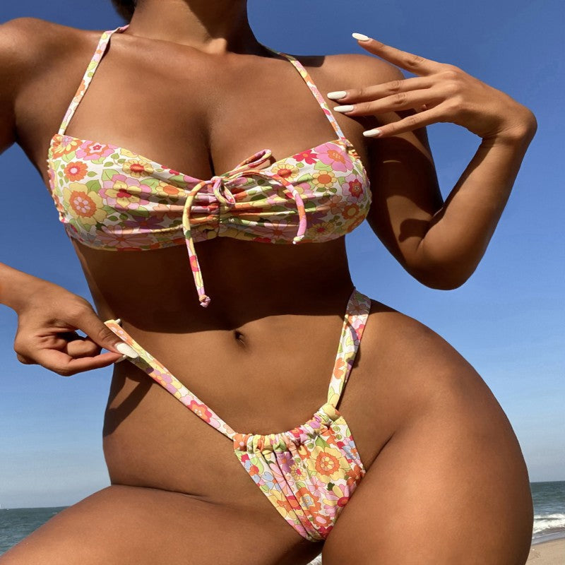 Women’s Flower Pattern Bandeau Bikini Mune Fashion