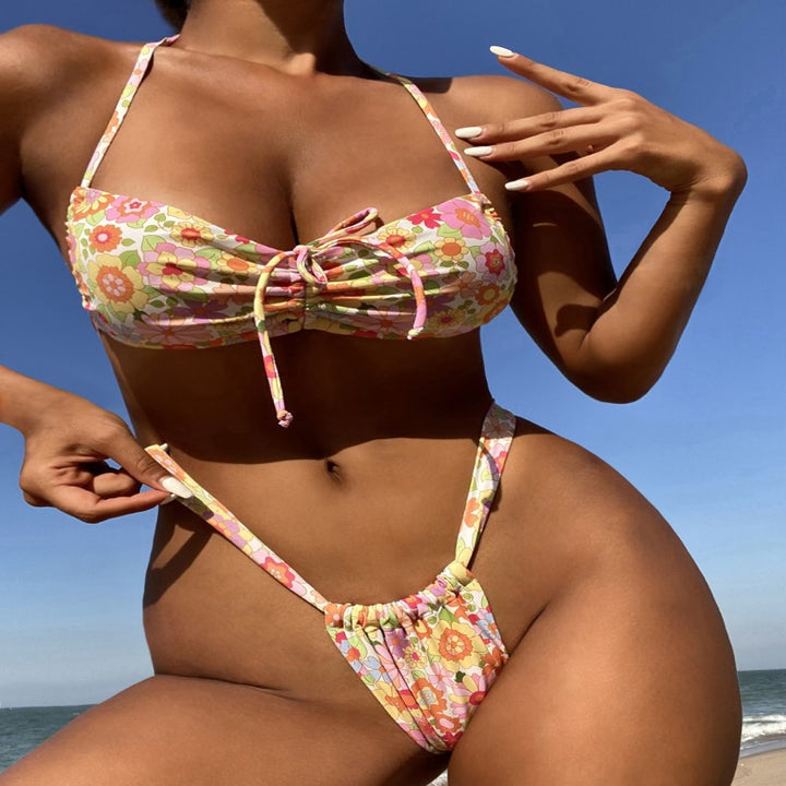 Women’s Flower Pattern Bandeau Bikini Mune Fashion