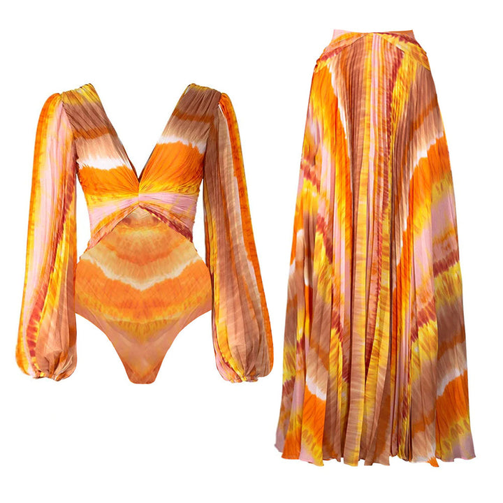 Women's One-Piece Swimsuit with Luxurious Puff Sleeves Mune Fashion