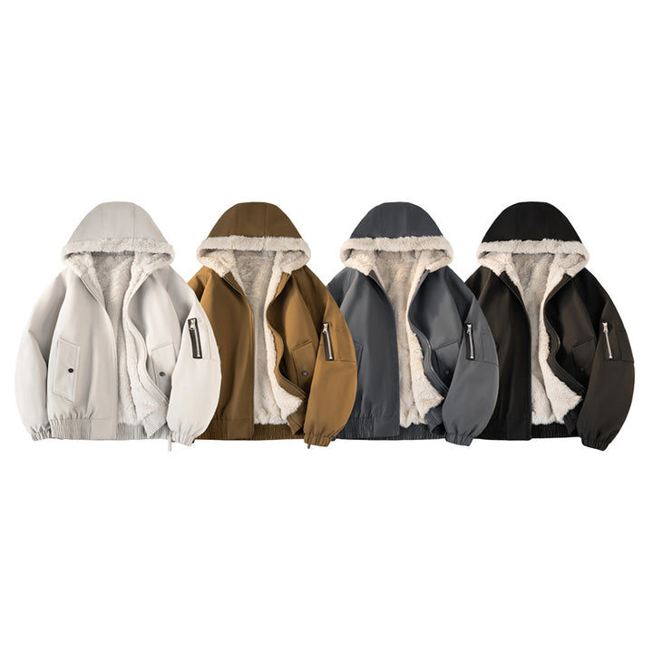 Men's hooded bomber jacket with teddy lining, water-repellent outer shell and utility pockets Mune Fashion