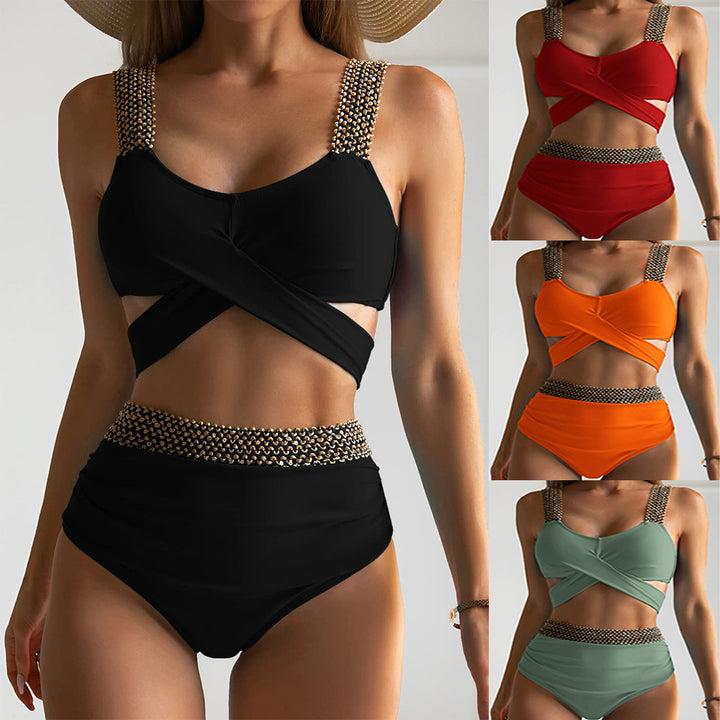 Women's High-Cut Bikini Suit with Glamorous Details Mune Fashion