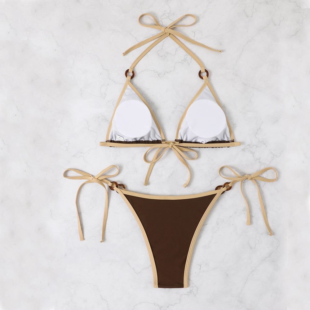 Ladies triangle bikini with adjustable straps and ring details Mune Fashion