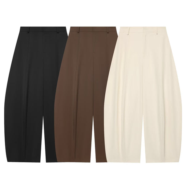 Women's High-Waisted Wide Fabric Trousers with Pleats Mune Fashion