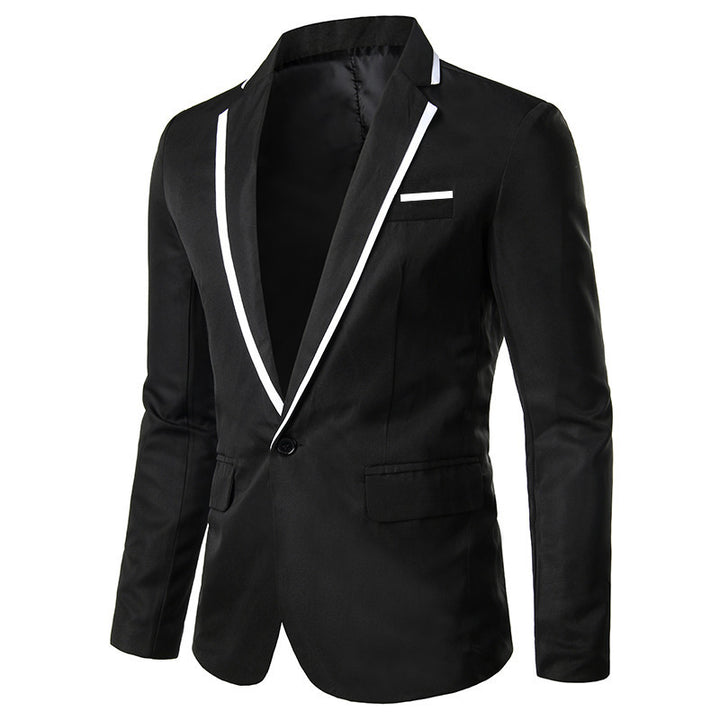 Men's fitted single-button evening blazer with contrast piping on the lapel Mune Fashion