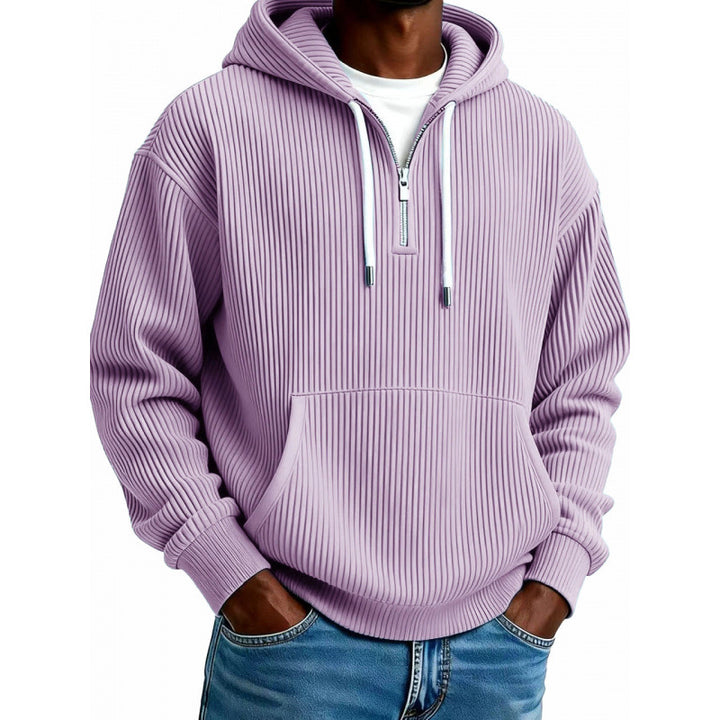 Men's Comfortable Hooded Sweater with High Zipper Mune Fashion