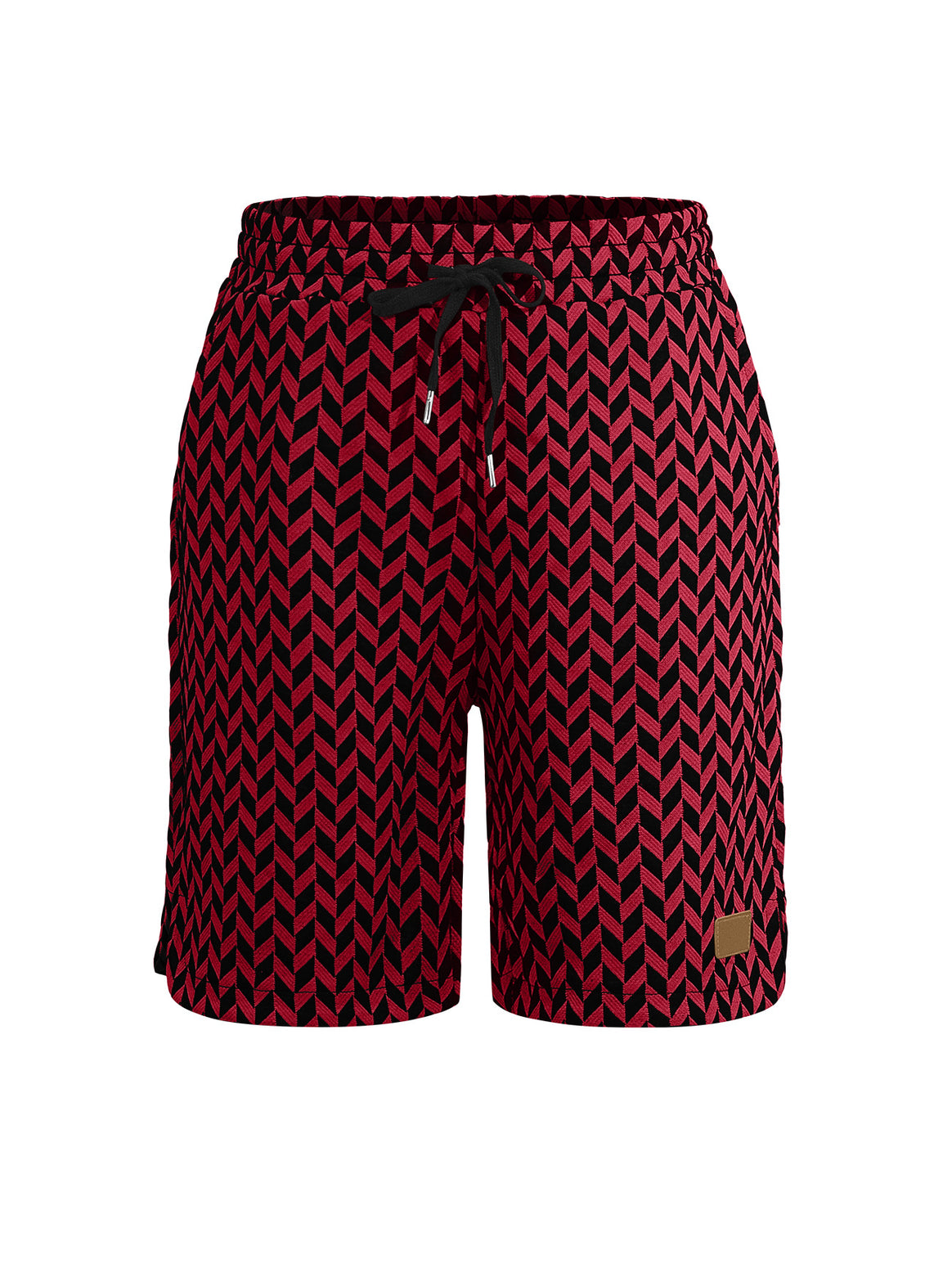 Women's Jacquard Shorts with elastic comfort waistband, drawstring and herringbone pattern Mune Fashion