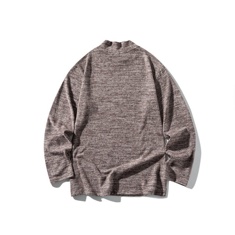 Unisex fine knit mock neck sweater with mottled structure and relaxed fit Mune Fashion