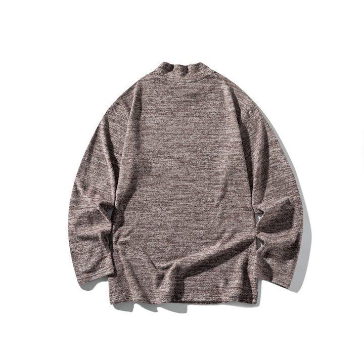 Unisex fine knit mock neck sweater with mottled structure and relaxed fit Mune Fashion