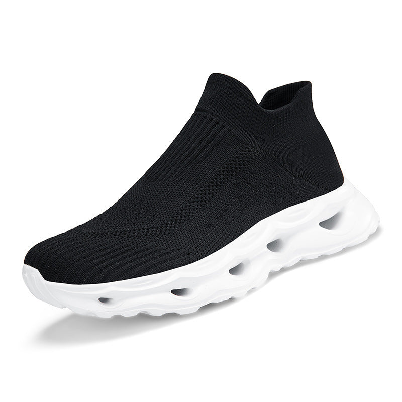 Unisex nan sock-like knitted slippers with perforated hollow chamber cushioning Mune Fashion