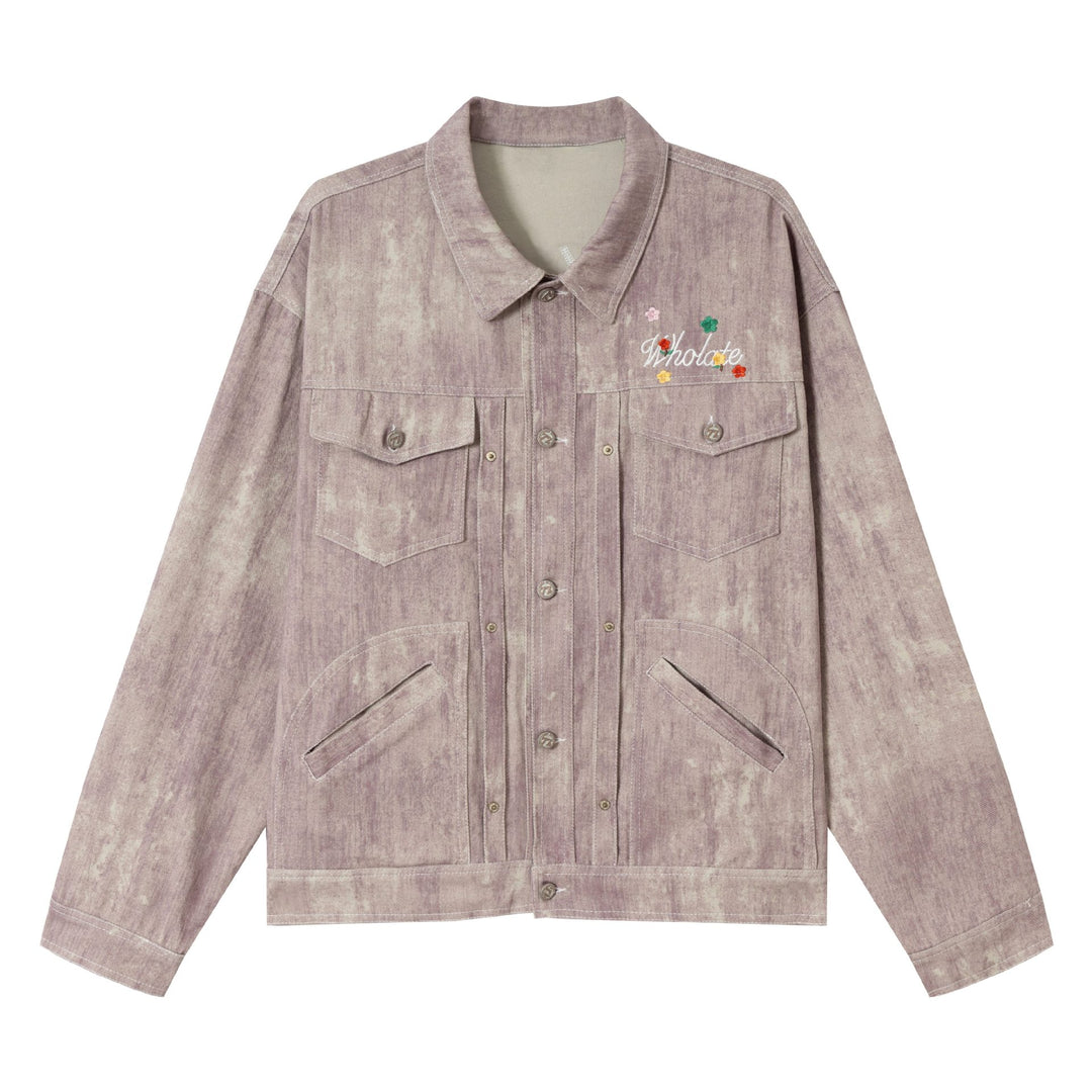 Women's short jacket in oversized workwear look with floral embroidery Mune Fashion