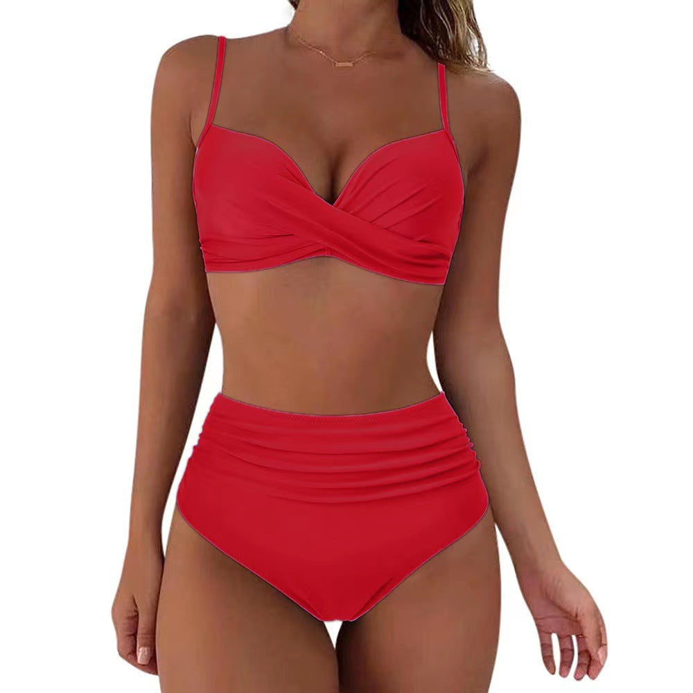 Women High-Waist Bikini with Leopard Pattern Mune Fashion