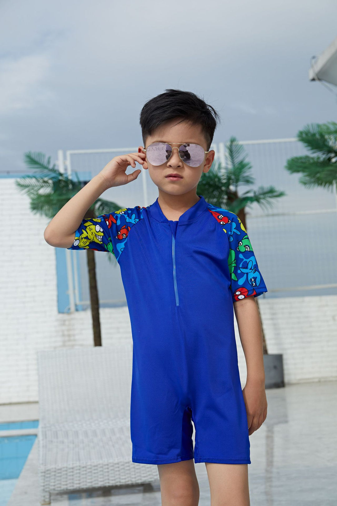 Boys UV protection swimsuit with short sleeves Mune Fashion