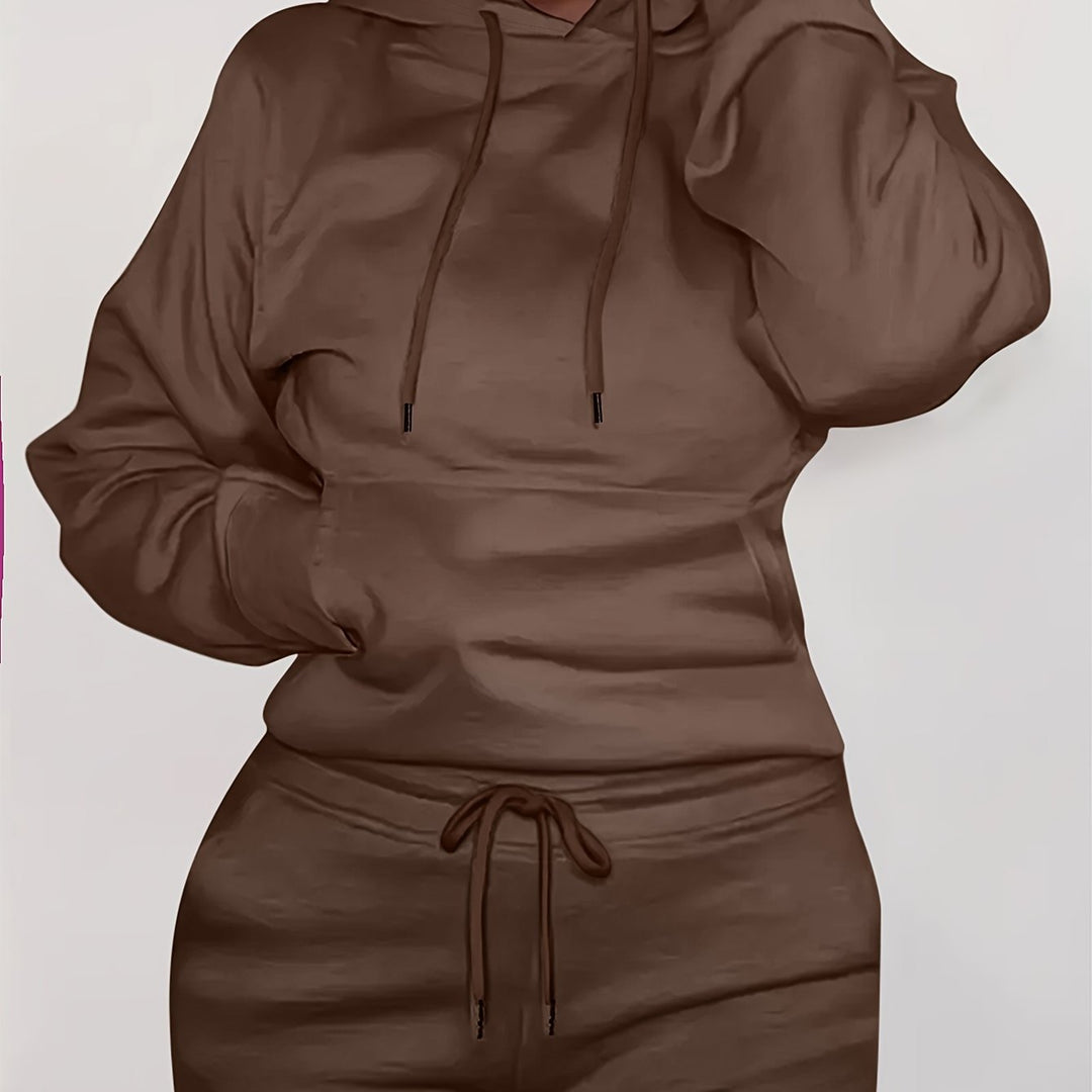 Women’s form-fitting hoodie and pencil skirt set with kangaroo pocket and drawstring Mune Fashion