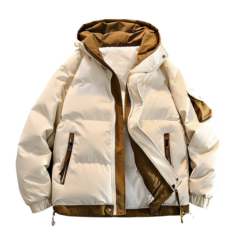 Men's oversized insulated hooded puffer jacket with contrast lining and drawcord hem Mune Fashion