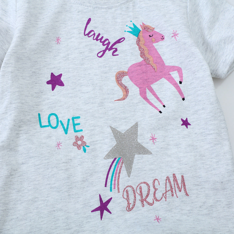 Girl's T-shirt with colorful unicorn design and inspirational lettering Mune Fashion