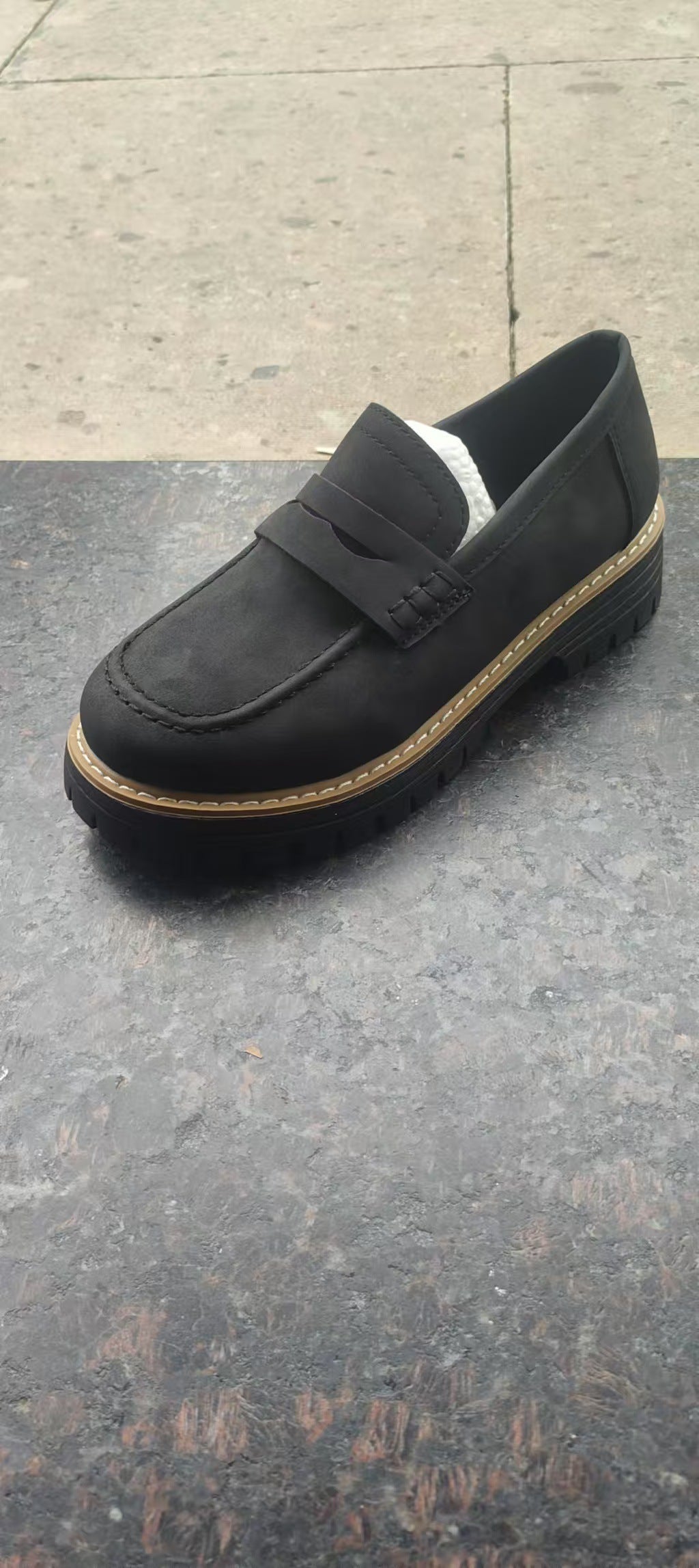 Men's robust penny loafers with distinctive profile sole, handcrafted decorative stitching, and padded comfort footbed Mune Fashion