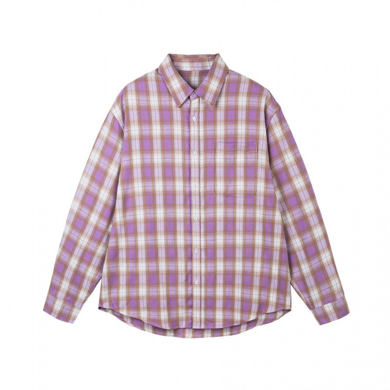 Women's Oversized Checked Flannel-Look Shirt with Rounded Hem and Chest Pocket Mune Fashion