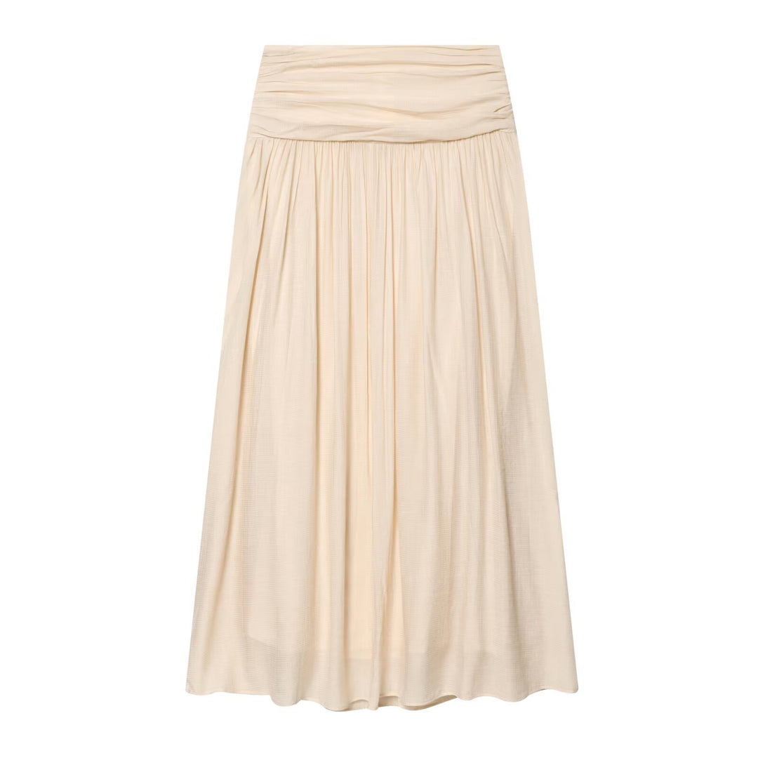 Women's Lightweight Pleated Crop Top with Ruffled Collar and Drawstring Mune Fashion