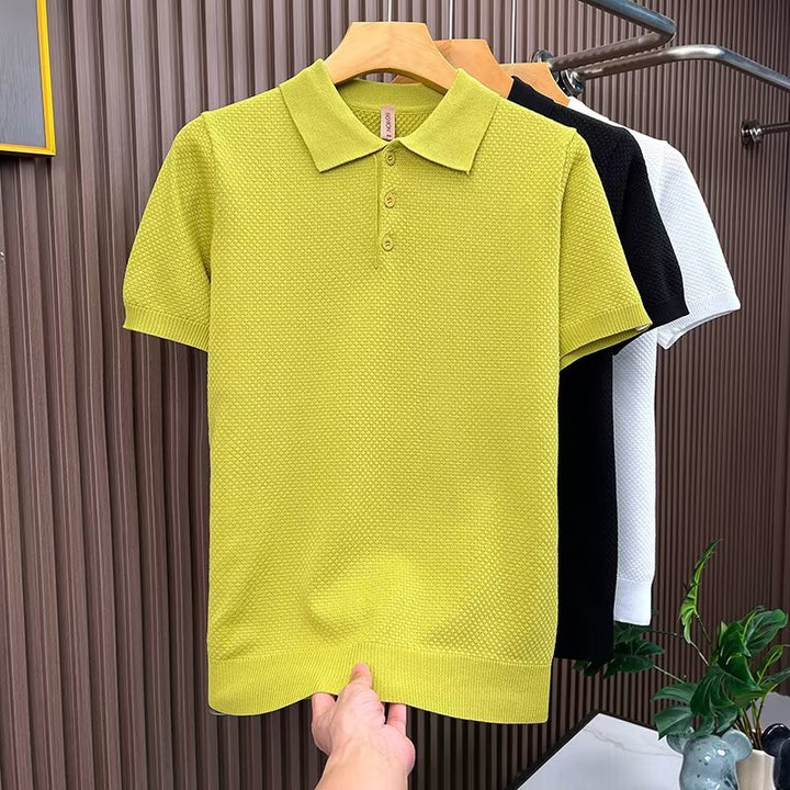 Men's Stylish Short-Sleeve Polo Shirt with Texture Mune Fashion