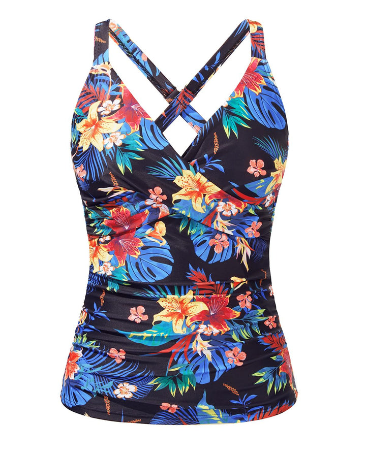 Women's Sporty Tankini Top with Floral Cut Mune Fashion
