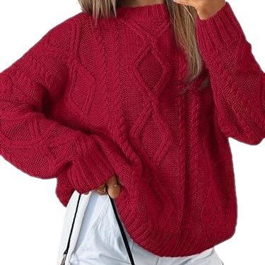 Women's chunky knit sweater in cable pattern with casual oversized cut Mune Fashion