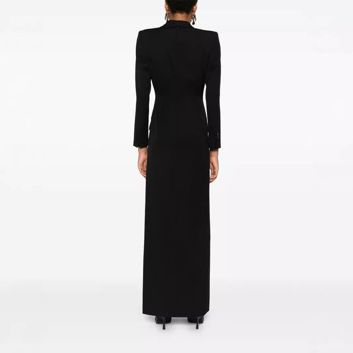 Ladies Tailored Evening Maxi Dress in Tuxedo Blazer Style Mune Fashion
