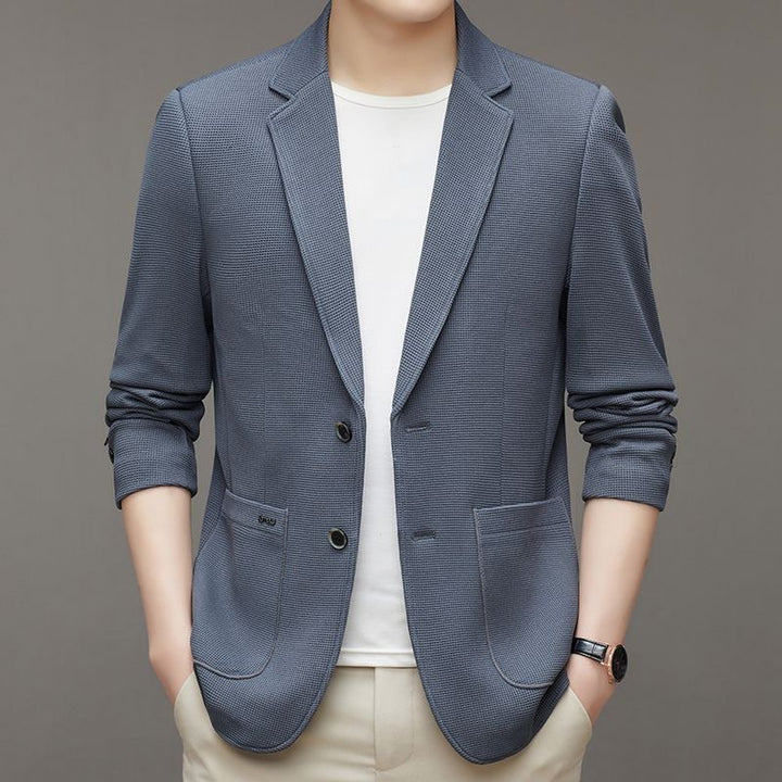 Men's Unstructured Leisure Blazer in Waffle Knit with Patch Pockets Mune Fashion
