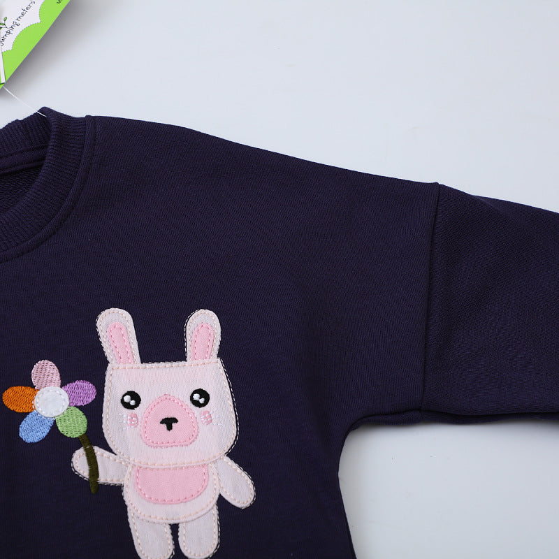 Girl's sweatshirt with colorful rabbit motif Mune Fashion