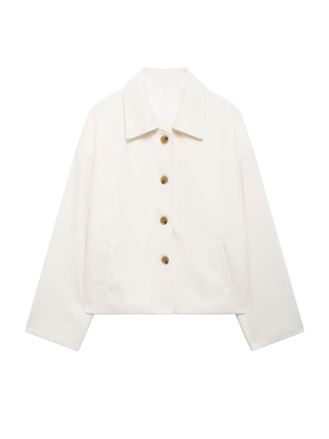 Women's Oversize Wool Blend Jacket with Large Decorative Buttons and Wide Cuffs Mune Fashion