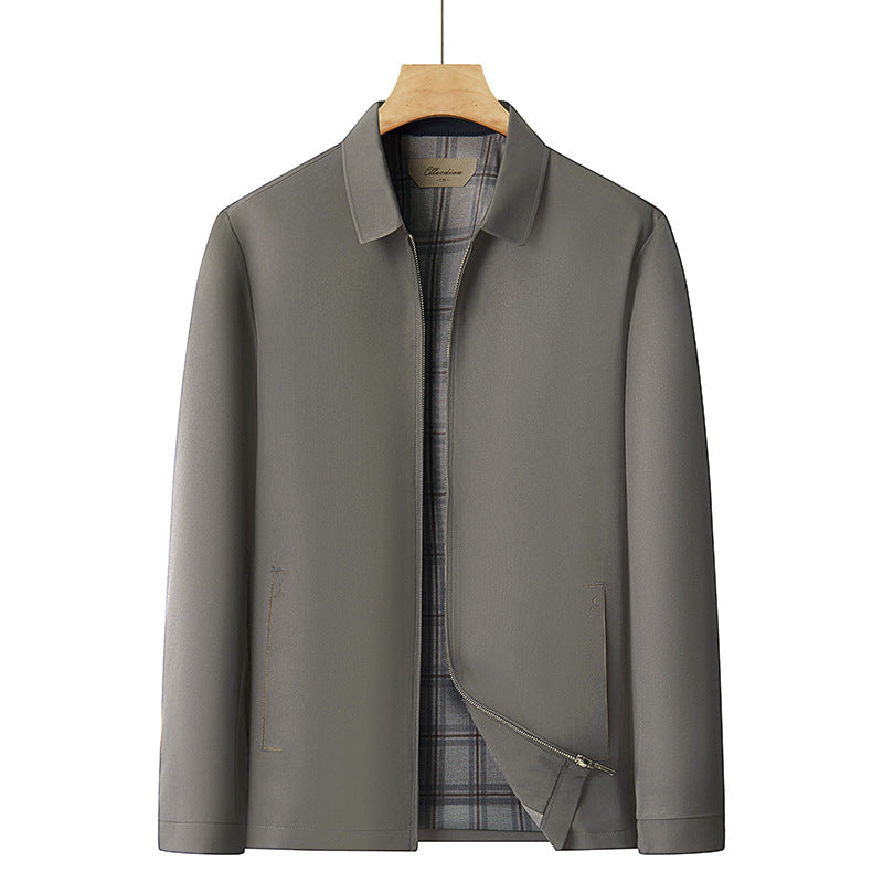 Men's lightweight transitional jacket with checked lining and concealed zipper Mune Fashion