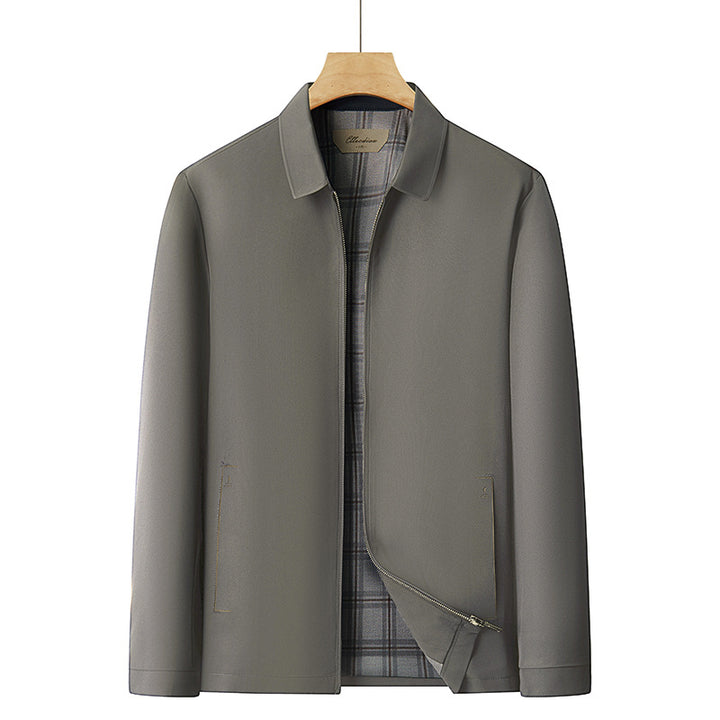 Men's lightweight transitional jacket with checked lining and concealed zipper Mune Fashion