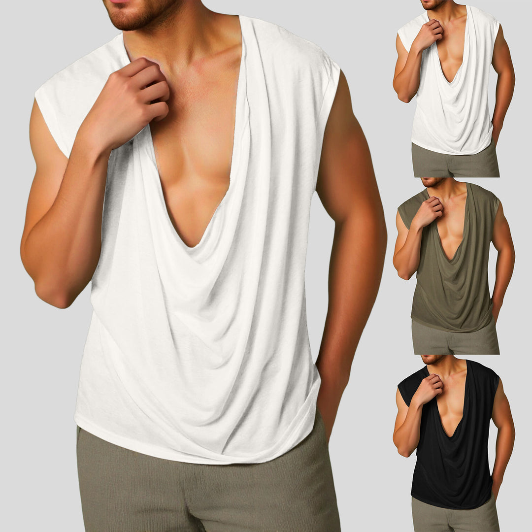 Women draped long top with deep waterfall back and drop shoulder Mune Fashion