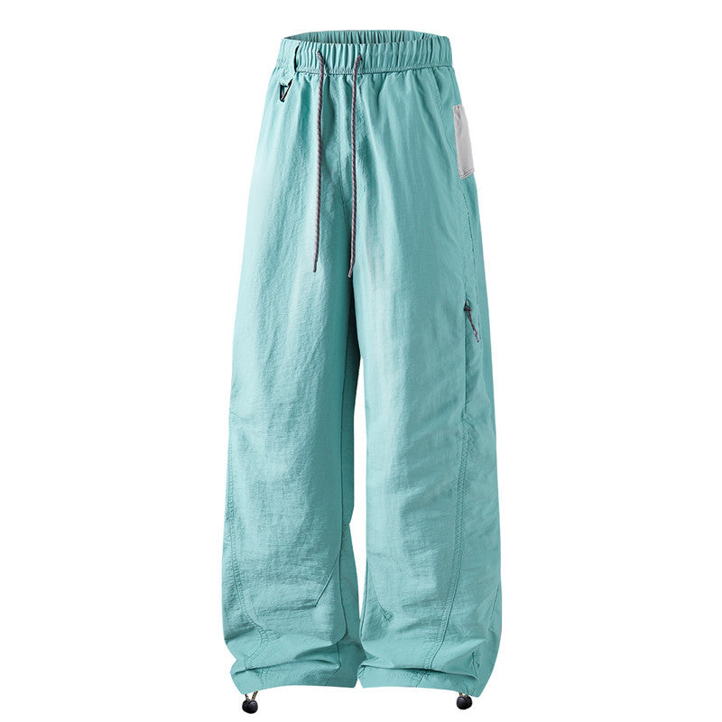 Men's Wide Cargo Casual Pants with Elastic Waistband, Drawstring and Zipper Pockets Mune Fashion