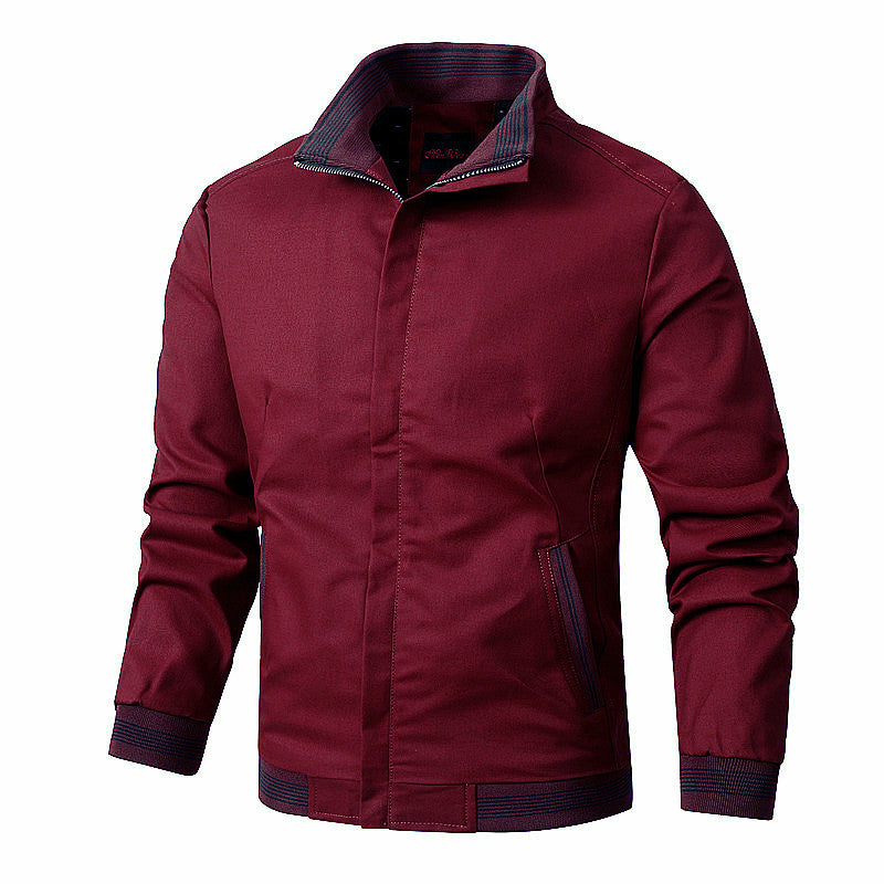 Men's Lightweight Bomber Jacket with Stand-Up Collar, Ribbed Cuffs, and Zipper Mune Fashion